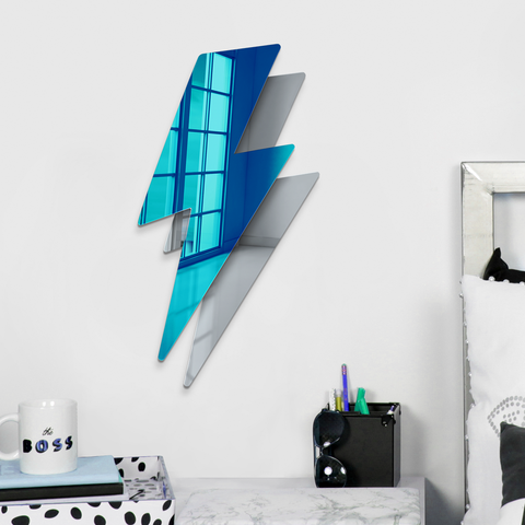 Lightning Bolt - Mur de miroir 3D suspendu