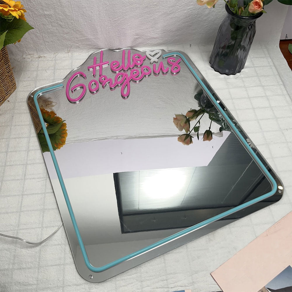 Hello Gorgeous Miroir - LED Neon Mirror - Neon Led au Maroc