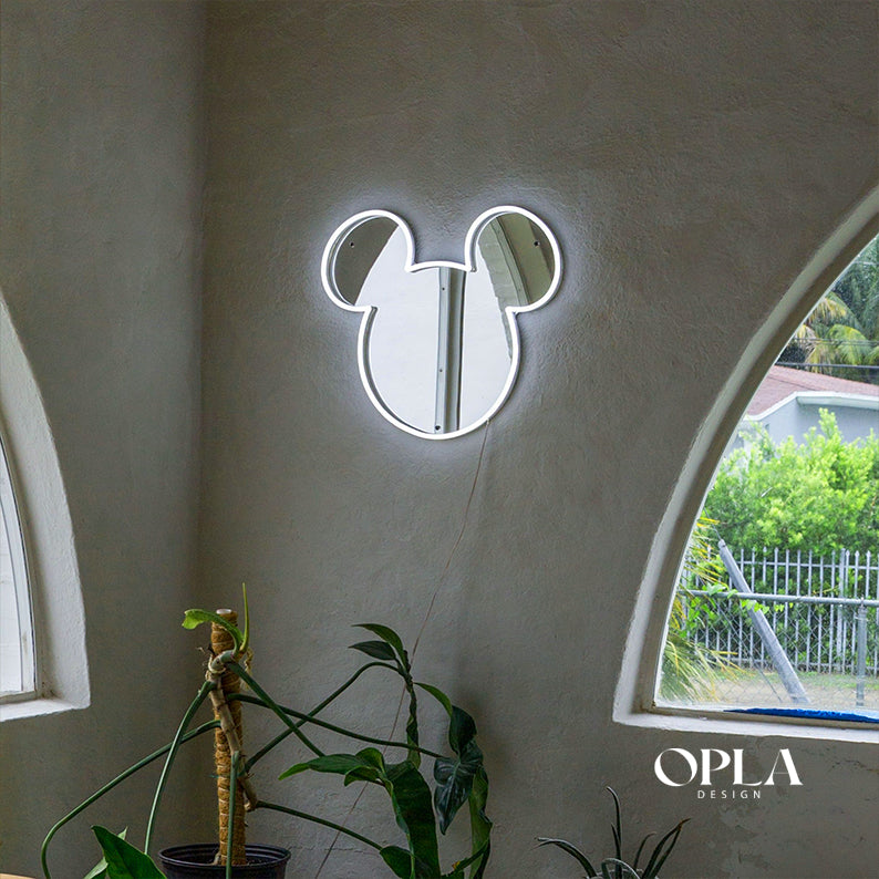 "Mickey Silver Mirror" Neon Miroir maroc - Neon Led au Maroc