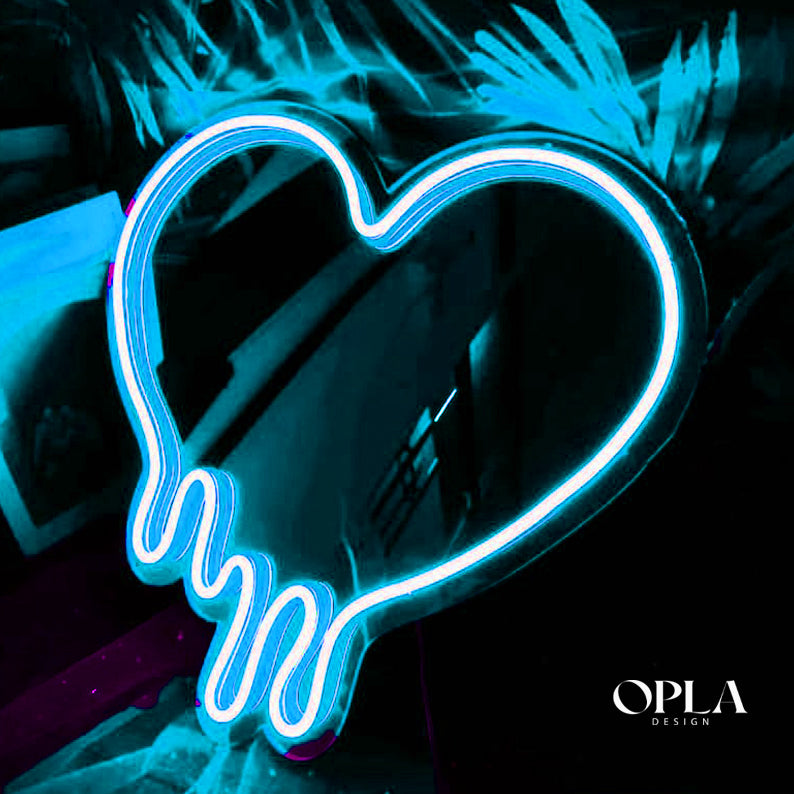 "Dripping heart" Neon Miroir maroc - Neon Led au Maroc