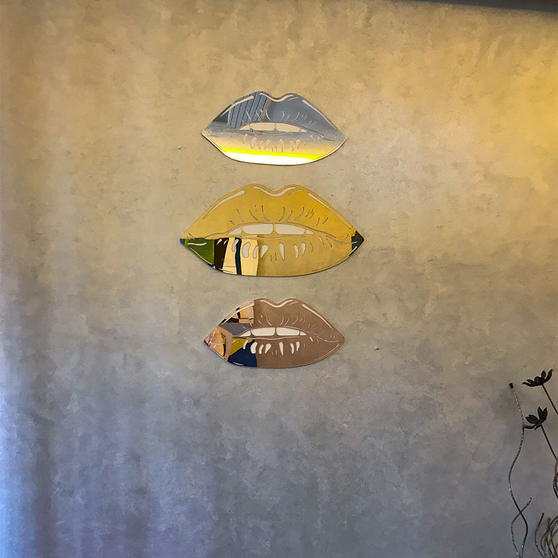 2 Pièces Mirror Lips Décor mural 3D + 1 Gratuite