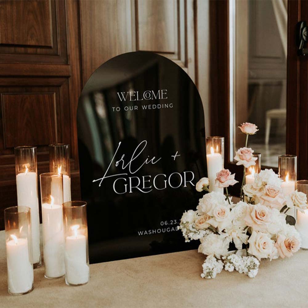 Personalized wedding acrylic sign in black acrylic with 3D letter in different colors in Morocco 