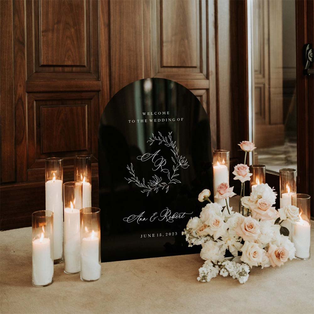 Personalized wedding acrylic sign in black acrylic with 3D letter in different colors in Morocco 