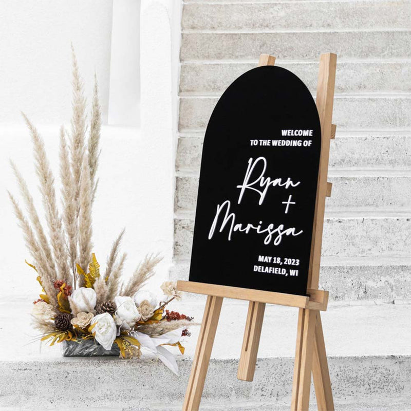 Personalized wedding acrylic sign in black acrylic with 3D letter in different colors in Morocco 