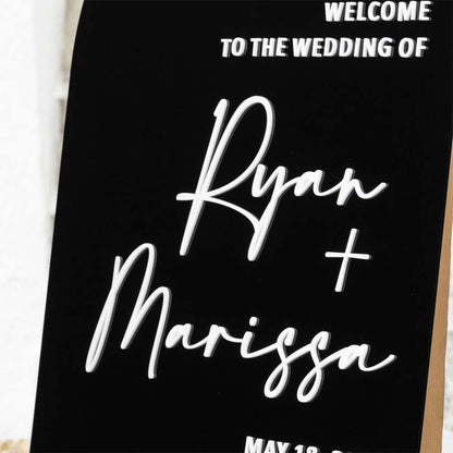 Personalized wedding acrylic sign in black acrylic with 3D letter in different colors in Morocco 