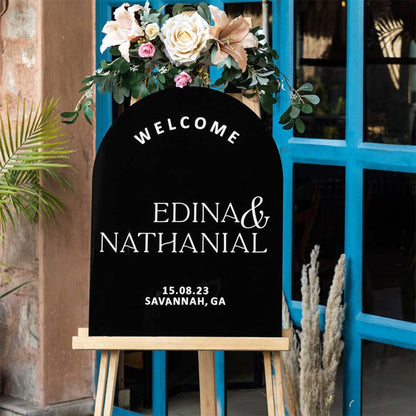 Personalized wedding acrylic sign in black acrylic with 3D letter in different colors in Morocco 