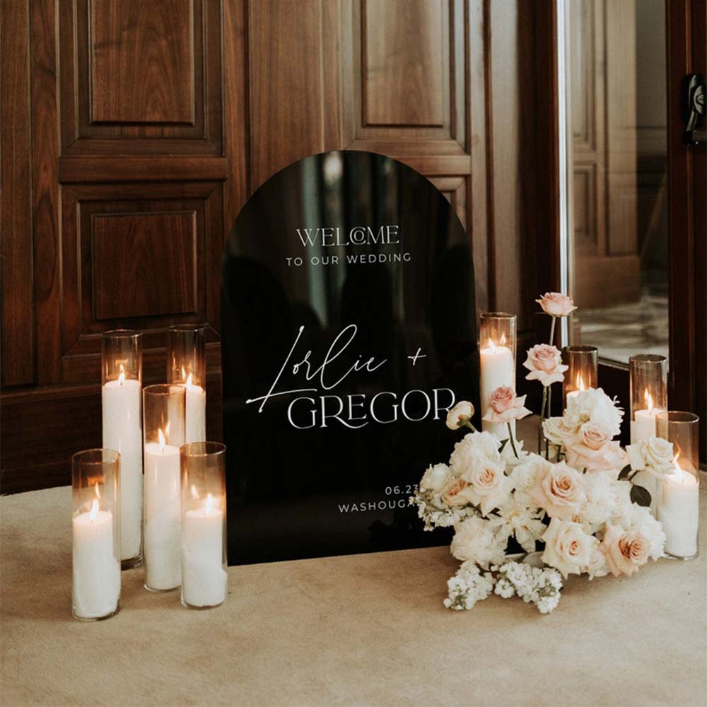 Personalized wedding acrylic sign in black acrylic with 3D letter in different colors in Morocco 