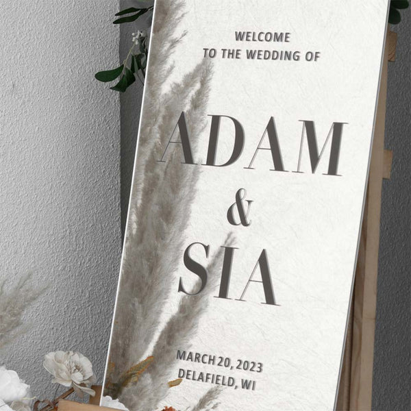 Personalized rectangular acrylic wedding sign in Silver mirror acrylic with 3D letter in different colors in Morocco 