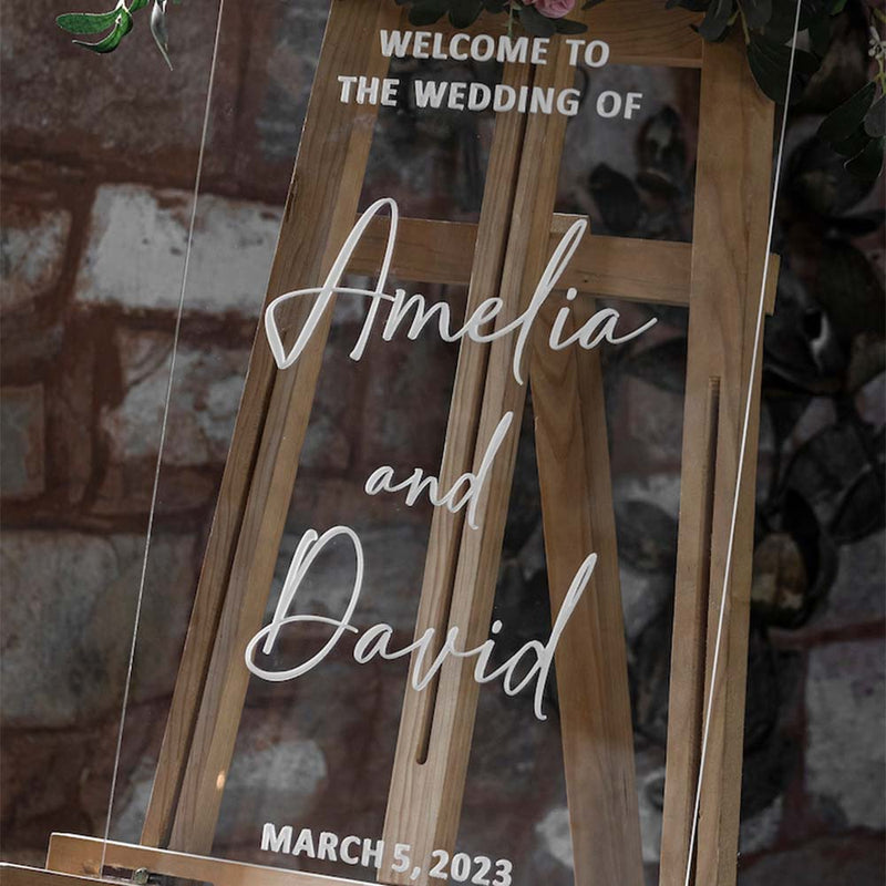 Personalized rectangular acrylic wedding sign in transparent acrylic with 3D letter in different colors in Morocco. 