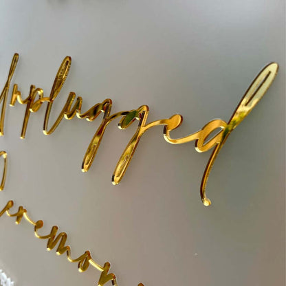 Rectangular acrylic wedding sign personalized in Transparent Satinice Acrylic with 3D letter in different colors in Morocco. 