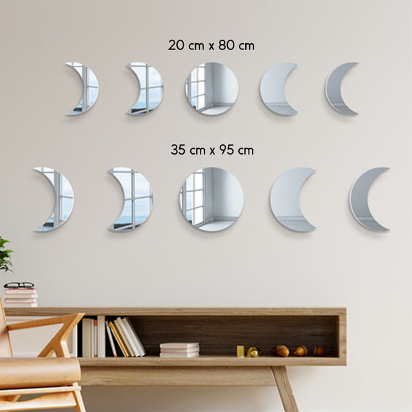 Moon Phases - Set of 5 moon phase wall mirrors
