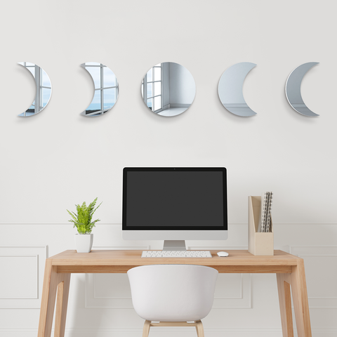Moon Phases - Ensemble de 5 miroirs muraux phases de lune