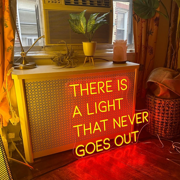 Découvrez notre enseigne néon LED personnalisée "There Is A Light That Never Goes Out", disponible au Maroc. Ajoutez une touche de décoration néon LED unique à votre espace avec notre éclairage d'ambiance. Que ce soit pour éclairer votre magasin, votre jardin ou votre vitrine, notre enseigne néon LED crée une atmosphère chaleureuse et accueillante.