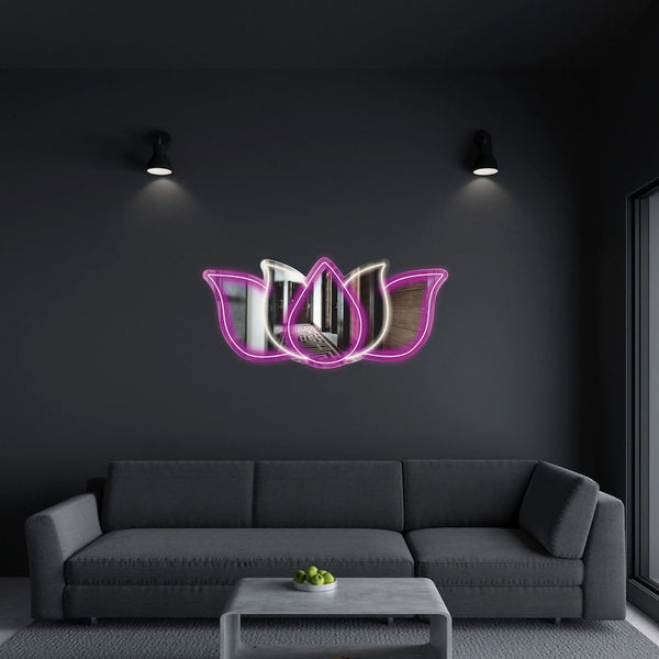 Miroir Fleur de Lotus - LED Neon Mirror - Neon Led au Maroc