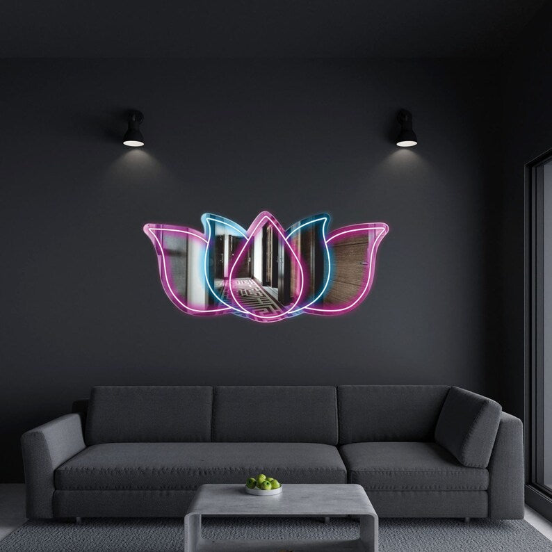 Lotus Flower Mirror - LED Neon Mirror - Neon Led in Morocco