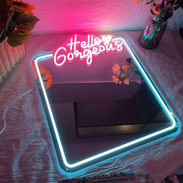 Hello Gorgeous Miroir - LED Neon Mirror - Neon Led au Maroc