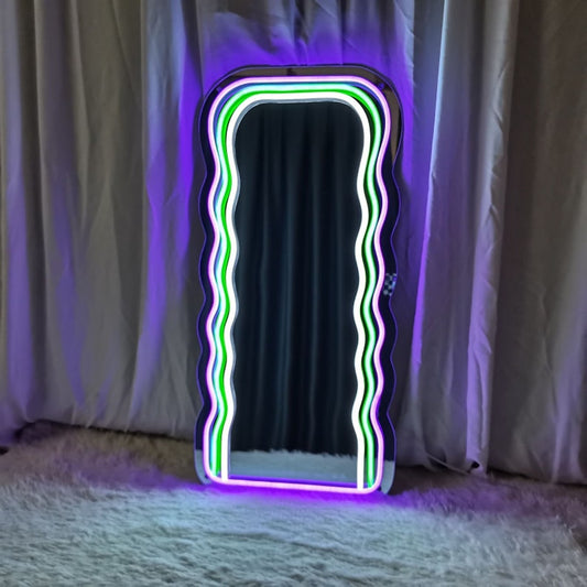 Wavy Neon Mirror - LED Neon Mirror - Neon Led in Morocco