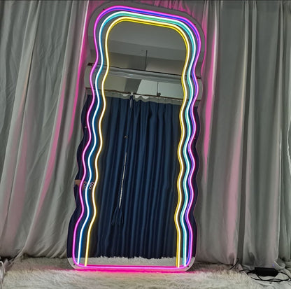 Wavy Neon Mirror - LED Neon Mirror - Neon Led in Morocco