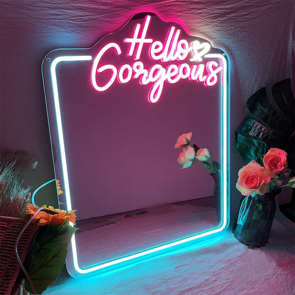 Hello Gorgeous Mirror - LED Neon Mirror - Neon Led in Morocco