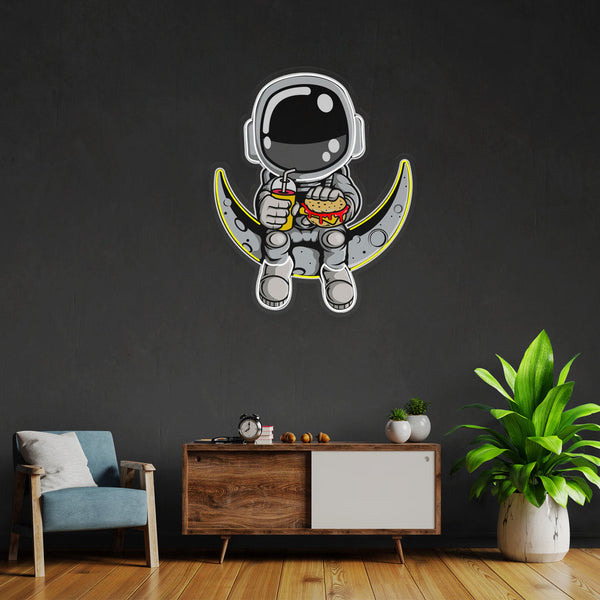 Astronaut Hamburger Led Neon Morocco Acrylic Artwork