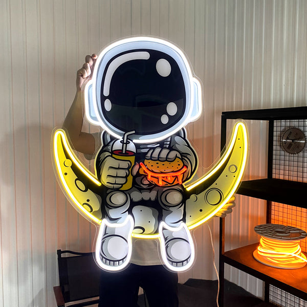 Astronaut Hamburger Led Neon Morocco Acrylic Artwork