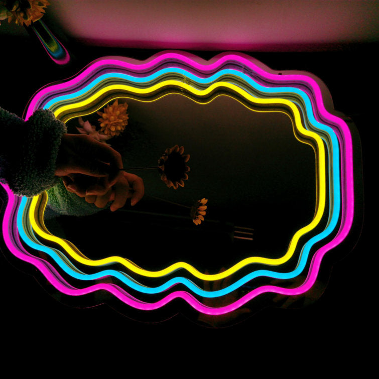 Wavy Neon Mirror - LED Neon Mirror - Neon Led in Morocco