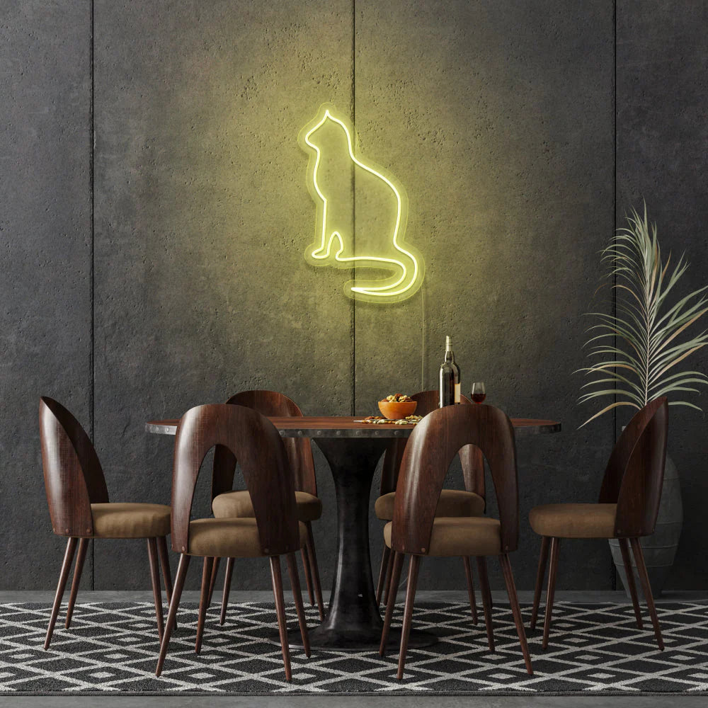 Ajoutez une touche d'originalité à votre décoration avec notre Silhouette De Chat lumineuse en néon LED personnalisée au Maroc. Parfaite pour éclairer votre magasin, votre vitrine ou votre jardin, cette enseigne néon LED peut également être utilisée pour un éclairage d'ambiance, d'accentuation. Offrez-vous une décoration unique grâce à notre éclairage architectural LED, disponible à un prix abordable sur OPLA DESIGN.